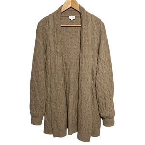 TSE Recycled Cashmere Cable Knit Cardigan Sweater Taupe Size Medium Retail: $795
